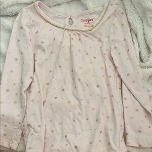 Cat & Jack Light Pink Long Sleeve Tee with Gold Star Accents